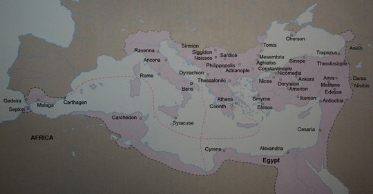 Byzantine map at the age of Justinian