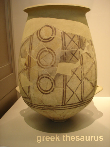 Storage jar decorated with black painted geometric motifs