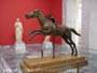 Bronze statue of a horse and a young jockey